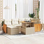 vidaXL 7-delige Loungeset met kussens poly rattan acacia, Verzenden, Nieuw, Loungeset