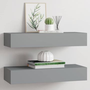 vidaXL viaXL Wandschappen 2 st met lade 60x23,5x10 cm MDF, Verzenden, Nieuw