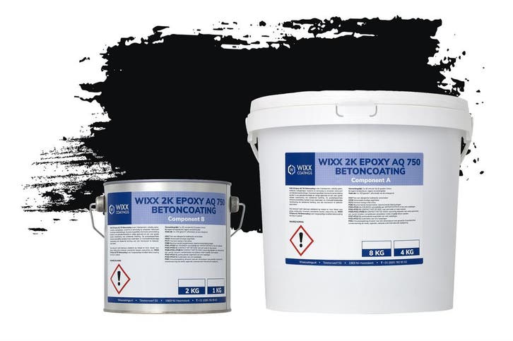 Wixx 2K Epoxy AQ 750 Betoncoating RAL 9005 | Gitzwart, Doe-het-zelf en Verbouw, Verf, Beits en Lak, Verf, Zwart, Nieuw, Verzenden