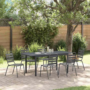 vidaXL Tuin eettafelset 7 st Antraciet Poedercoating staal, Verzenden, Nieuw, 7 zitplaatsen