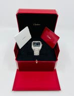 Cartier Santos - Blue Dial - WSSA0013 - Iced Out - Diamonds, Overige merken, Staal, Staal, Polshorloge