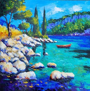 NOLAC - Tableau original de NOLAC au couteau 2026 Calanque