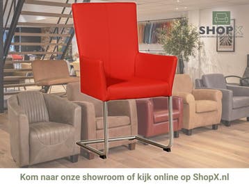 Leren eetkamerstoel Dry met armleuning - Toledo Ferrari, Nieuw, Leer, Ophalen of Verzenden, Rood
