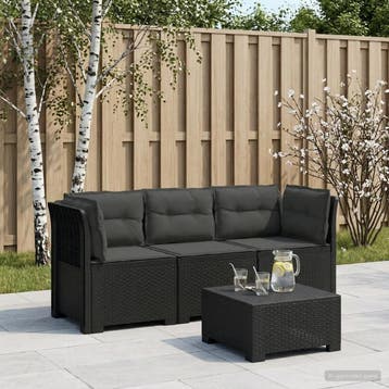 vidaXL 3-zits tuinbank met kussens in rattanlook PP, Verzenden, Nieuw