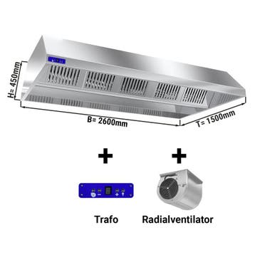 GGM Gastro | Plafond afzuigkap met motor - 2600mm - met |, Witgoed en Apparatuur, Onderbouw afzuigkap, Verzenden, Nieuw, Inbouw