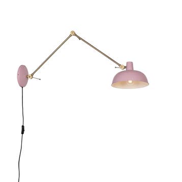 Retro wandlamp staal roze met brons - Milou, Huis en Inrichting, Lampen | Wandlampen, Verzenden, Nieuw