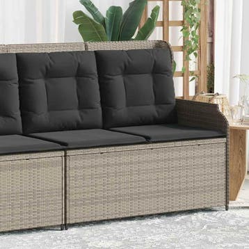 vidaXL Tuinbankje verstelbaar met kussens poly rattan, Verzenden, Nieuw
