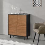 Commode Gnosjö 93x80x30 cm zwart en houtkleurig, Verzenden, Nieuw