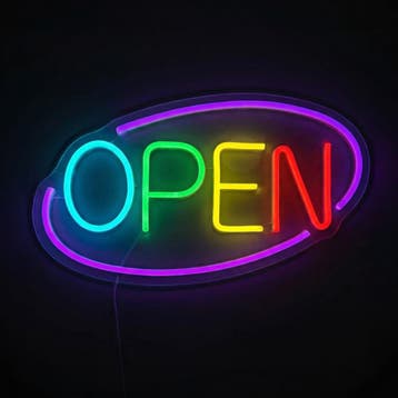 GGM Gastro | Led lichtbord - OPEN - dimbaar - Magenta/Bont -, Verzenden, Nieuw, Effen, Bord(en)