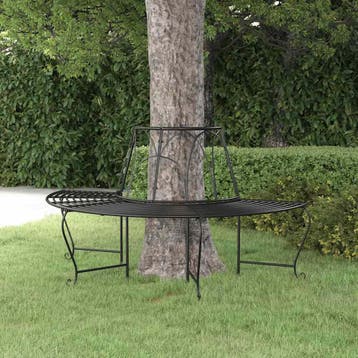vidaXL Boombank halfrond Ø159 cm staal zwart, Tuin en Terras, Verzenden, Nieuw, Metaal