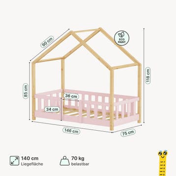 Kinderbed Treviolo met uitvalbeveiliging en matras 70x140 cm, Verzenden, Nieuw