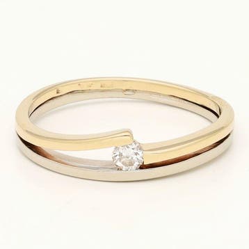 Ring - 14 karaat Geel goud, Witgoud Diamant (Natuurlijk), Nieuw