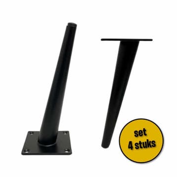 4 stuks schuine stalen pootjes 20cm zwart, Huis en Inrichting, Ophalen of Verzenden, Nieuw