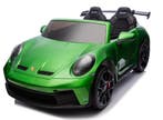 Kinderauto PORSCHE GT3 groen, 2 zitter, Mp4, leder, FM, BT, Ophalen of Verzenden, Nieuw