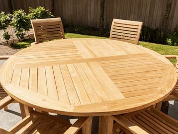 4 persoons tuinset | Gratis thuisbezorgd | Duurzaam teakhout, 4 zitplaatsen, Teakhout, Nieuw, Ophalen of Verzenden