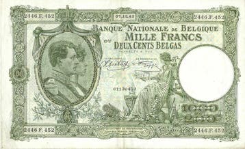 Bankbiljet 1000 francs 1943 Zeer Fraai, Verzenden