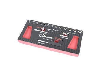 TM 19 Delige 1/4 doppenset foam carbon look inlay, Verzenden, Nieuw