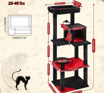 Kattenkrabpaal Gotisch –5 Niveaus met Hangmat en am Speelbal, Verzenden, Nieuw