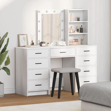 vidaXL Plafondtafel 3 st Wit 40 x 41 x 135 cm Bewerkt hout, Huis en Inrichting, Tafels | Kaptafels, Verzenden, Nieuw