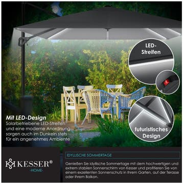 Zweefparasol - Tuinparasol - Parasol 300 cm - Met voet - Met, Verzenden, Zo goed als nieuw