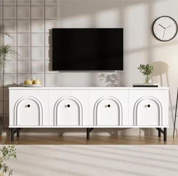 TV-Meubel 160 cm – Wit Lowboard met Deuren en Opbergruimte, Huis en Inrichting, Kasten | Overige, Verzenden, Nieuw