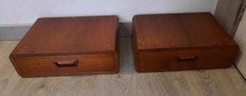 Nachtkastje - Teak, spaanplaat - Twee Wandnachtkastjes 60