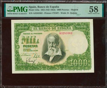 Spanje. - 1000 Pesetas 1951 - Serie A - Pick 143a (Zonder, Postzegels en Munten