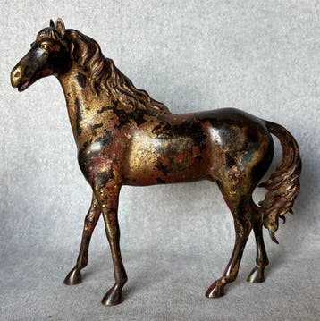 Beeld, Groot formaat paard 24 cm - 24 cm - Brons