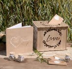 2-delige set met moneybox en gastenboek Natural hout en jute, Kleding | Dames, Sweet-One, Verzenden, Nieuw, Accessoires