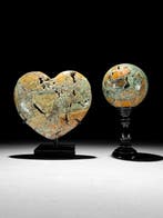 Geen minimumprijs - Prachtig paar groene smithsoniet. Hart