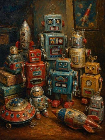 Shayer - Clockwork Companions - XL - 60x80cm - 1/1 Limited, Antiek en Kunst, Antiek | Speelgoed