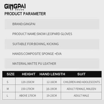 GINGPAI Professionele MMA Bokshandschoenen - Half Vinger Tra, Verzenden, Nieuw