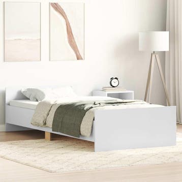 vidaXL Bedframe bewerkt hout wit 100x200 cm, 100 cm, Eenpersoons, Verzenden, Wit