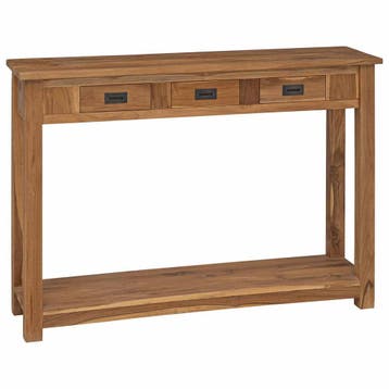 vidaXL Wandtafel Naturel 110 x 30 x 80 cm Massief Teakhout, Huis en Inrichting, Tafels | Salontafels, Verzenden, Nieuw, Teakhout