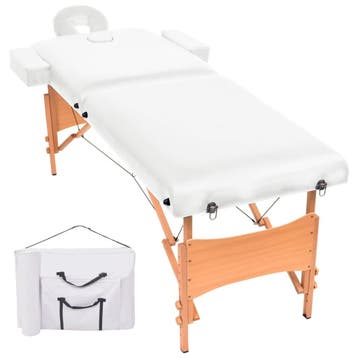 vidaXL Massagetafel 10 cm dik 2 zones inklapbaar wit, Verzenden, Nieuw