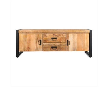 TV-Meubel Britt new mangohout metaal 150 cm - naturel, Ophalen of Verzenden, Nieuw