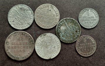 Duitsland, Pruisen Set of 7 coins, various Silbergroschen