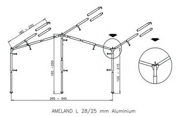Campking Luifelframe Ameland 28/25mm Alu, Caravans en Kamperen, Ophalen of Verzenden, Nieuw