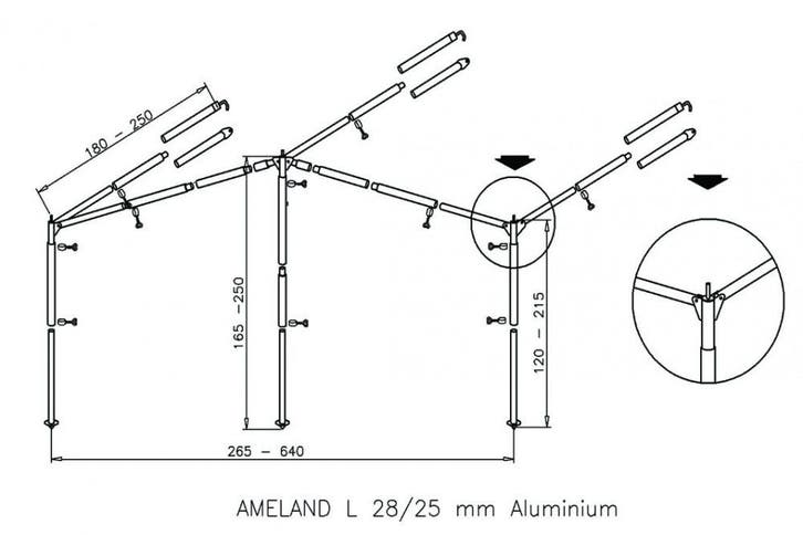Campking Luifelframe Ameland 28/25mm Alu, Caravans en Kamperen, Tentaccessoires, Nieuw, Ophalen of Verzenden