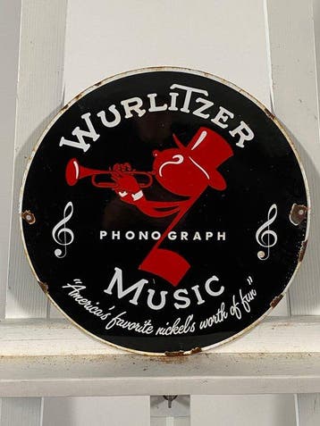 Wurlitzer - Emaille bord - Ø30cm - Gemaakt van dikke, Antiek en Kunst