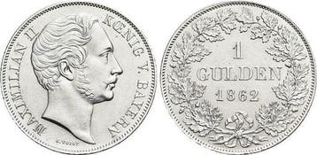 Gulden 1862 Bayern Maximilian Ii Joseph 1848-1864, Verzenden