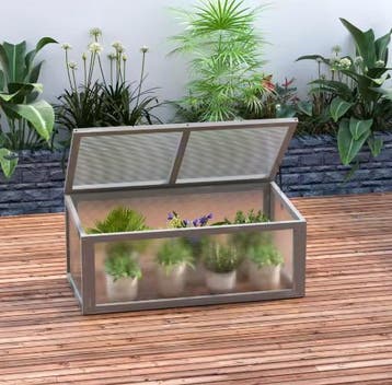 Mini Tuinkas Hout &amp; Polycarbonaat – 90 × 46 × 40 cm, Tuin en Terras, Kassen, Verzenden, Nieuw