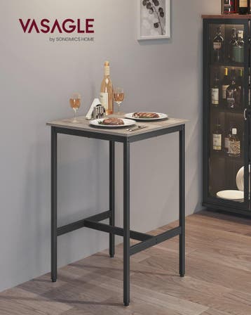 VASAGLE Bartafel Keukentafel Hoog 60x60x92 cm Industrieel De, Huis en Inrichting, Complete eetkamers, Verzenden, Nieuw