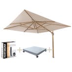 Hacienda zweefparasol 300x400 cm houtlook zand robuust, Tuin en Terras, Parasols, Ophalen of Verzenden, Nieuw