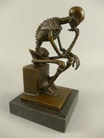 Beeldje - THE THINKER naar RODIN=Skelet - Brons
