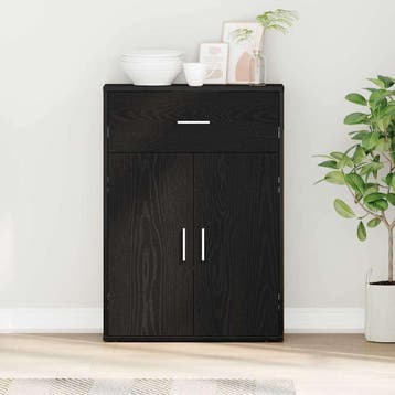vidaXL Dressoir Zwart Eiken 60 x 30 x 84 cm Bewerkt hout, Huis en Inrichting, Kasten | Dressoirs, Verzenden, Nieuw, Overige houtsoorten