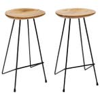 Teakhout Barkruk Set | Massief Hout | Laatste Stuk!, Huis en Inrichting, Barkrukken, Minder dan 30 cm, In hoogte verstelbaar, Nieuw