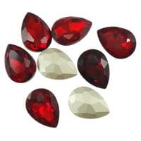 2 x Kristallen facet cabochon druppel – Rood – 13 x 18 m, Hobby en Vrije tijd, Kralen en Sieraden maken, Ophalen of Verzenden