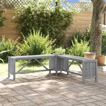 vidaXL Tuinhoekbank met plantenbak 117 cm massief acaciahout, Verzenden, Nieuw, Hout
