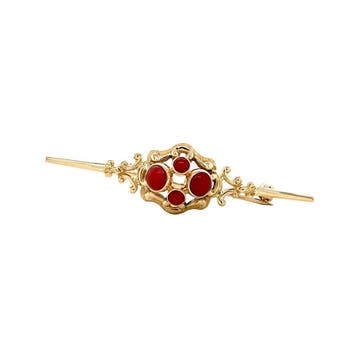 Gouden vintage broche met bloedkoraal 14 krt, Ophalen of Verzenden, Nieuw